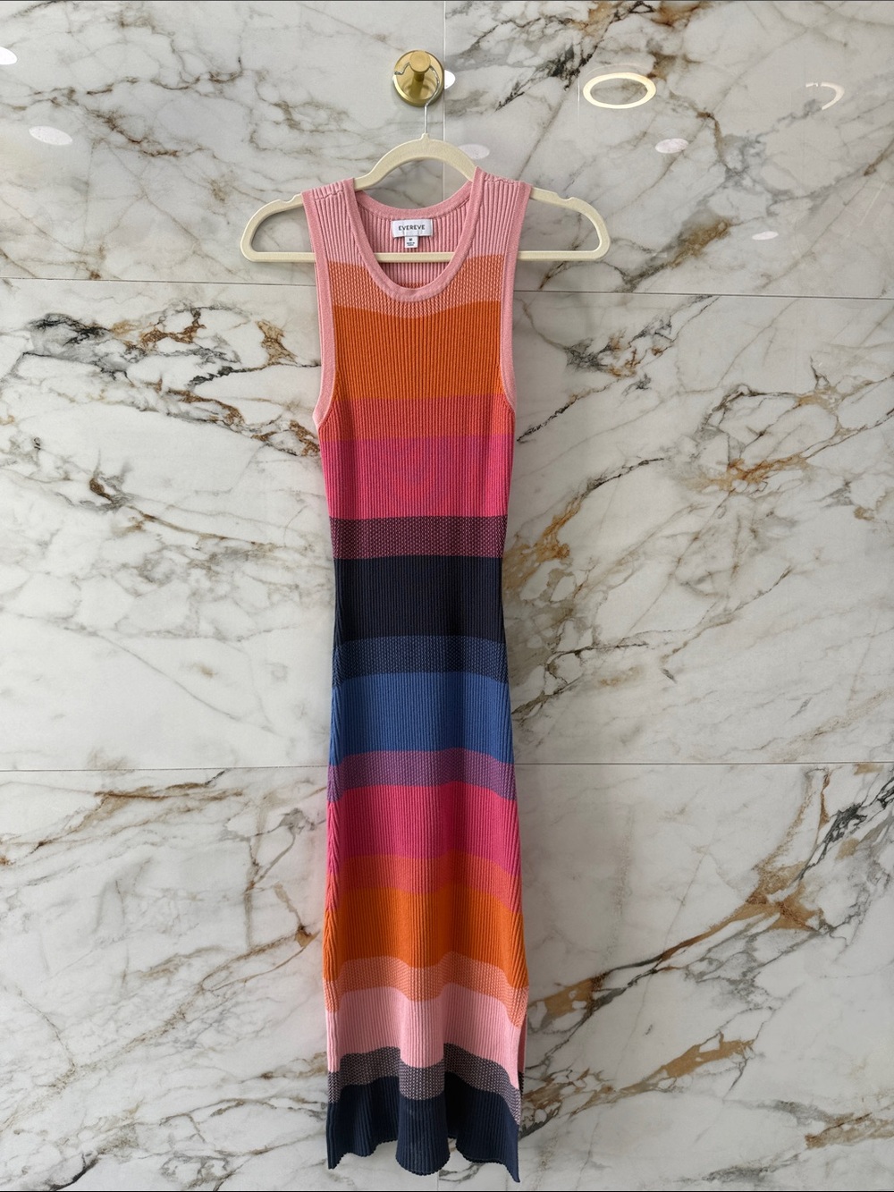 Evereve Striped Ribbed Maxi Dress - Pink, Orange, Blue & Black